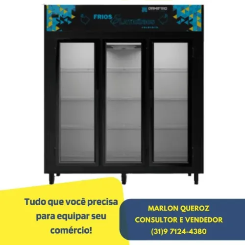 Expositor Refrigerado Ormifrio Auto Serviço 1275L 3 Portas 1,80m