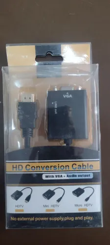 Cabo Conversor Adaptador Hdmi Para Vga Com Saída P2 Áudio