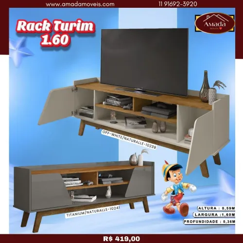 Rack Turim 1.60 Off White/Naturelle - à pronta entrega 