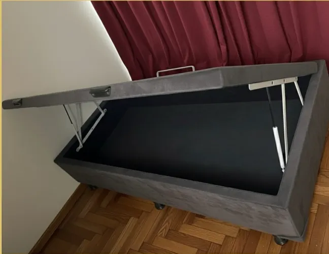 Bau Solteiro Cinza Suede