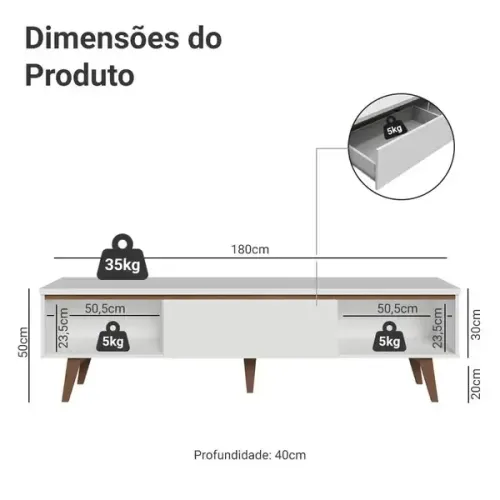 Rack para TV até 75 Polegadas Madesa Reims 2 Portas 1 Gaveta