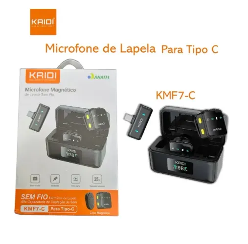 Microfone Lapela Duplo Sem Fio Magnético Kaidi