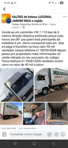 Caminhão 90 mil aceito carro no valor de 40 mil ou abaixo de 40 mil retirada no céu
