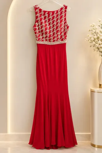 VESTIDO VERMELHO MALHA LUXO STRAS