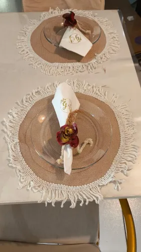 Sousplat de Juta + Porta Guardanapo Artesanal (10 unidades)
