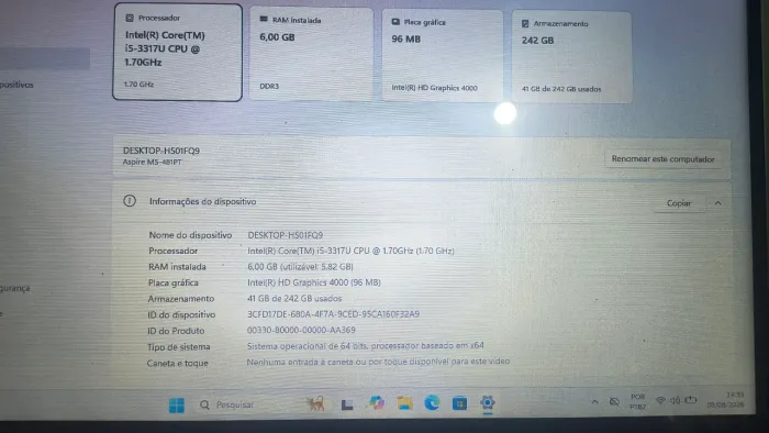 Notebook Acer Aspire M5 | i5 3ª Gen | 6GB RAM | SSD | Windows 11 Atualizado