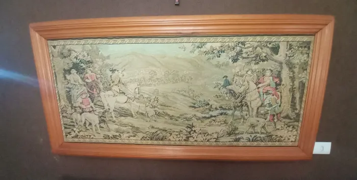 Quadro Gabelin...moldura em madeira antiga vintage...tela em tecido 1.50 x 0.90 cm