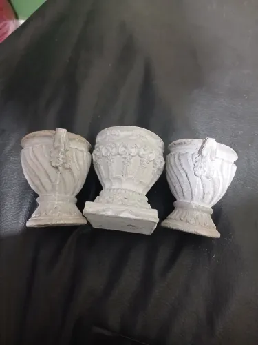 Kit 3 Mini Vasos Estilo Romano 8cm - Gesso/Cimento Para Artesanato 