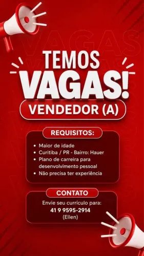 VENDEDOR - INÍCIO IMEDIATO