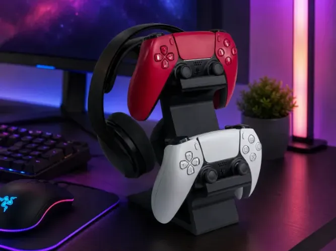 Suporte Para Headset E 2 Controles Ps5 Xbox Gamer Mesa