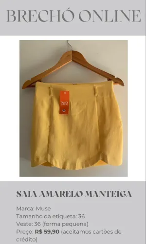 Saia Amarelo Manteiga Nova com Etiqueta