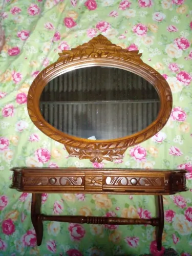 Espelho de madeira de cerejeira 