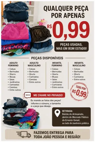 Qualquer peça de roupa por R$ 0,99