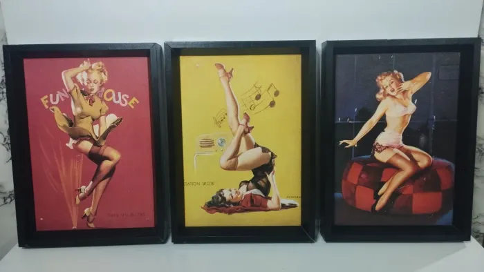 Quadros decorativos estilo pin-up retrô 3 unidades R$:100 Reais