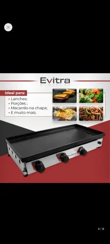 Chapa de Lanche Profissional Evitra Industrial a Gás, Aproximadamente 70x35 cm.