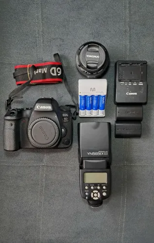 CANON 6D MARK II + LENTE 35mm YONGNUO + ACESSÓRIOS