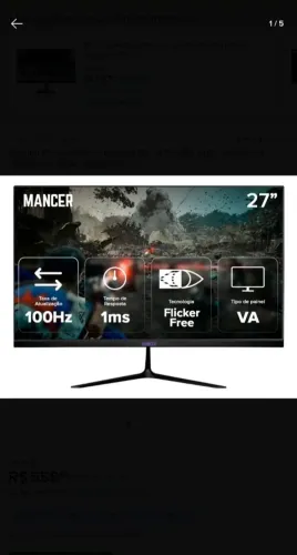 VENDO munitor  da Mancer 27p 100hz pra sair  rápido 