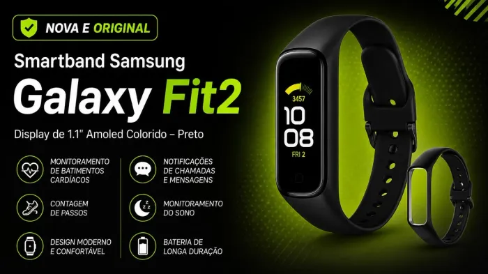 Smartband Samsung Galaxy Fit2 Display de 1.1' Amoled Colorido - Preto