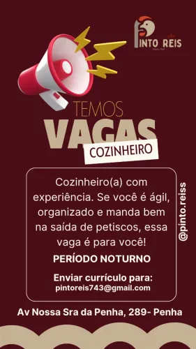 Vaga de cozinheiro(a)