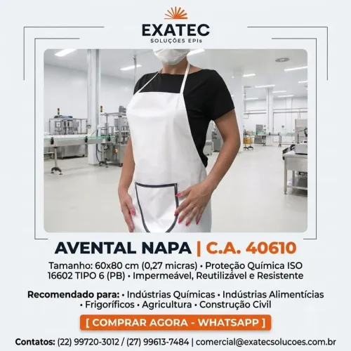 AVENTAL DE NAPA FORRADO COM BOLSO