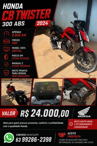 ? HONDA CB TWISTER 300 ABS 2024 - IMPECÁVEL!