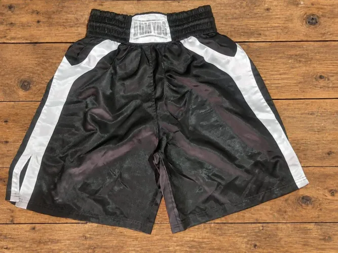 Calção De Boxe Profissional Cetim Preto Luxo Domyos Oxylane, Tam.G, Importado da França