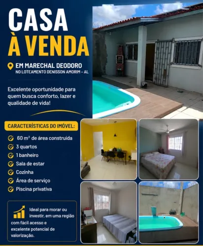 Casa 3 quartos com piscina em marechal-Denison Amorim