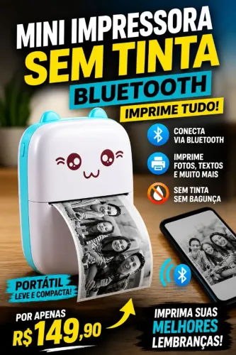 Mini impressora Bluetooth 