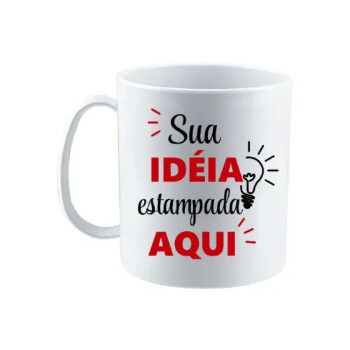 Caneca de Polímero (Plástico) Resistente Personalizada Sua Arte, Foto, Frase Nome 325mL