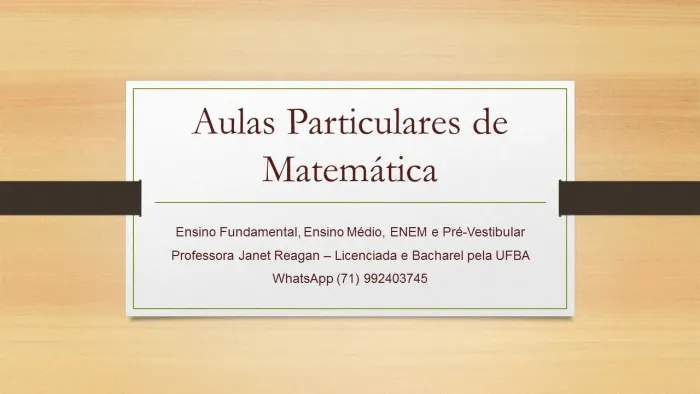 Aula de Matemática. Professora Particular!!