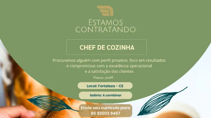 Vaga de Emprego: Chef de Cozinha