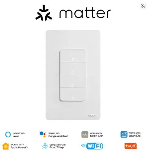 Interruptor Inteligente Moes Matter Wifi 4 Botões