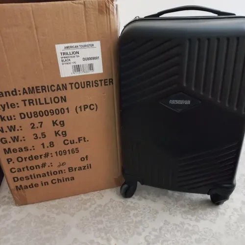 Mala de bordo American Tourister 55 cm,Rígida,preta segurança e estilo para viagem