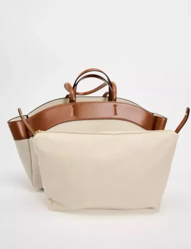 bolsa tote zara bege e marrom