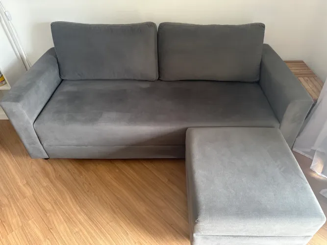 Sofá Muy 3 Lugares Cinza com Baú TokStok
