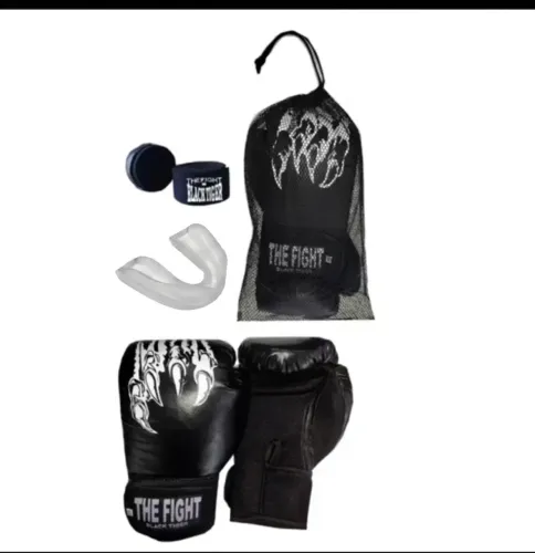 Par Luva muay thai boxe+bucal+bandagem
