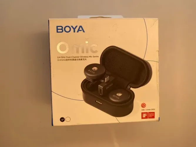 Microfone Sem Fio Boya Omic-D Usb C Lapela Preto