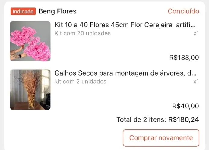 galhos de cerejeiras