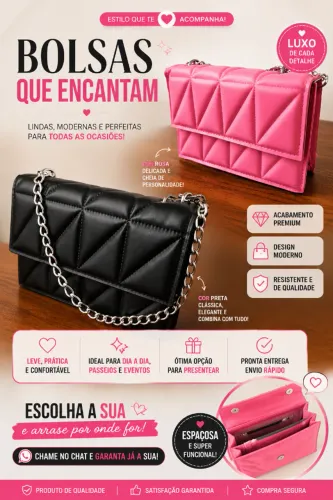 Bolsas Feminina Matelassê Premium - Entrega Imediata