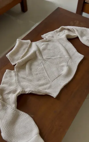 Blusa de frio creme de tricô