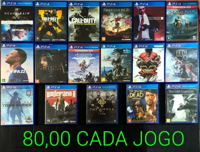 Jogos PS4 80,00 reais CADA - Ac cartão e Olx pay temos outros jogos