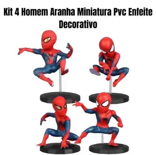 Kit com 4 miniaturas homem-aranha action figures marvel spider-man