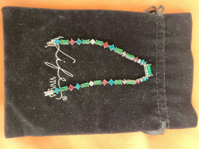Pulseira Life Coloré em Prata 925 Com Cristais Verde, Rosa e Azul