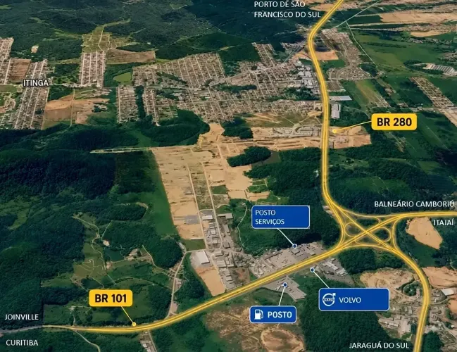 Terreno em condomínio industrial à venda na localidade Corveta - Araquari - SC