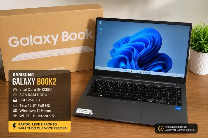 ? Samsung Galaxy Book2 i5 ? Rápido, Leve e Perfeito para Trabalho e Estudos