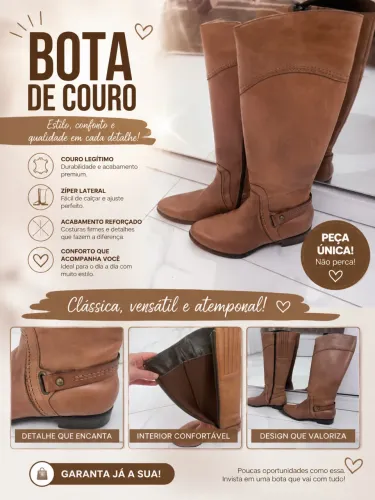 Bota feminina em couro