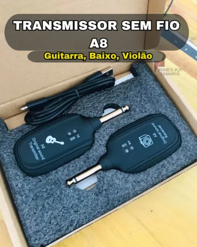 Transmissor sem fio A8 Guitarra, baixo, violão - Retorno monitor palco Transmissor