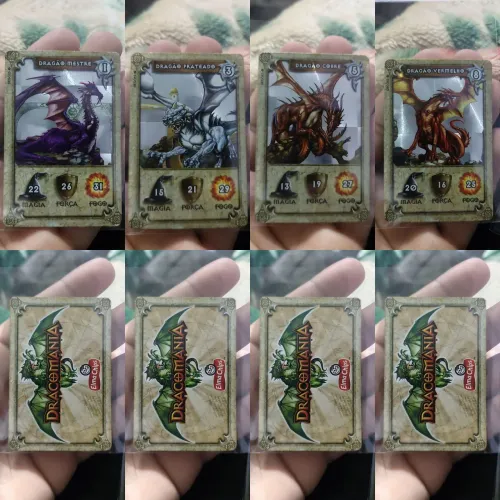 4 Cartas Prateadas Dracomania Elma Chips originais!