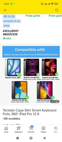 Teclado capa slim smart keyboard fólio 360° iPad pro 12.9
