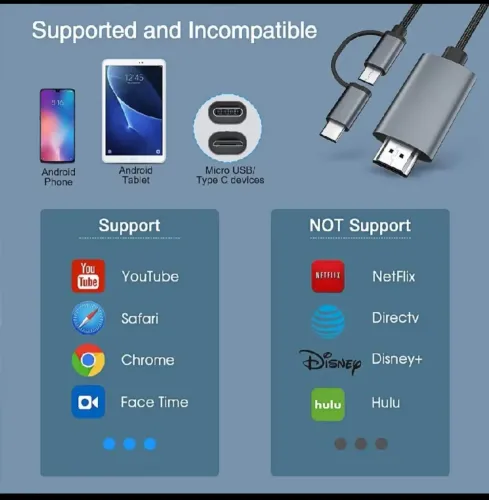 CABO LD39 PARA CELULAR SEM MHL , TRASMISAO DO CELULAR PARA TV MEDIANTE APLICATIVO MIRRORIG